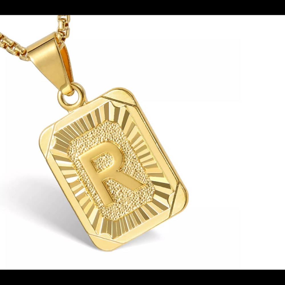 Gold Filled Letter R Pendant 18” Long Neck…